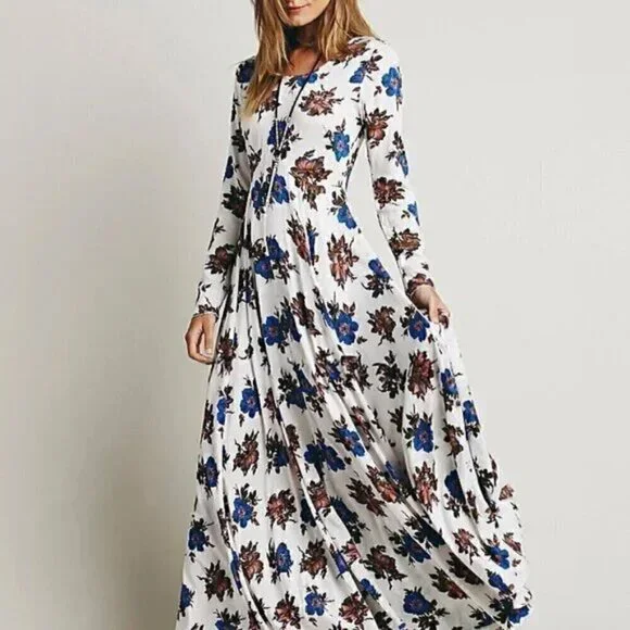 RARE First Kiss Maxi Dress Similar to Free People Floral Midi Dress Small - Picture 9 of 12
